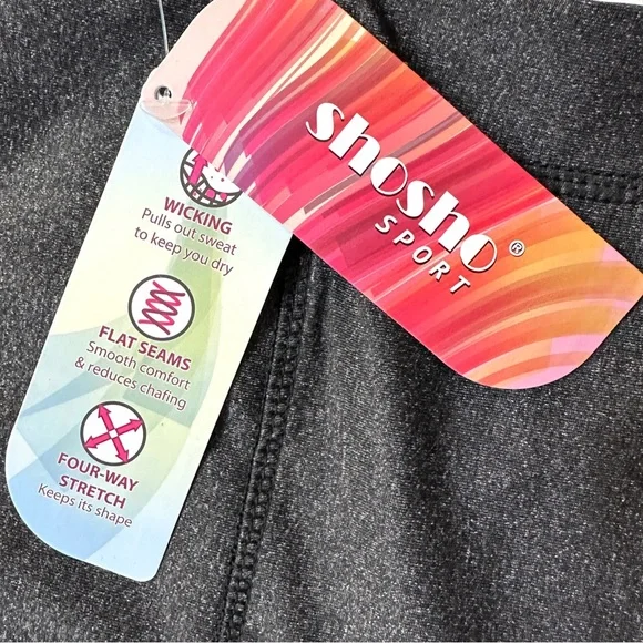 NWT Shosho Active Charcoal Grey Capri Leggings Crisscross M - Picture 4 of 8